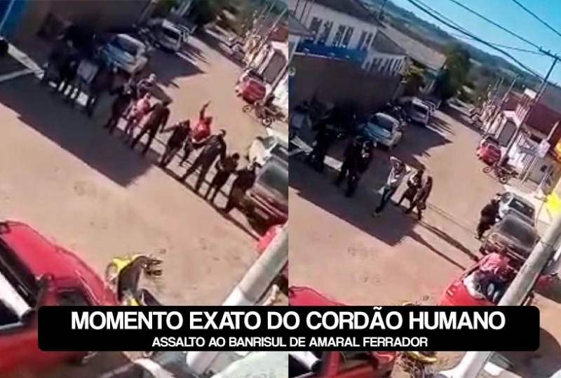 VÍDEO EXCLUSIVO Momento que os bandidos realizam cordão humano no