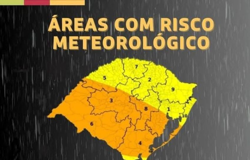 O Centro de Monitoramento da Defesa Civil Estadual atualiza o prognóstico meteorológico para os próximos dias no RS:
