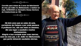 Acontece hoje a Missa de dois anos de falecimento de Adão Ivo Maliszewski
