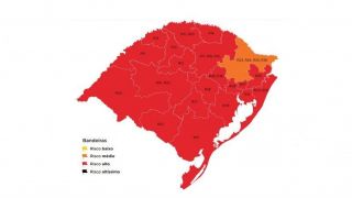 No Rio Grande do Sul, mapa preliminar do distanciamento controlado fica com 20 regiões em vermelho e apenas uma em laranja