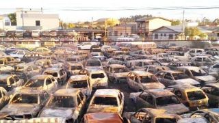 Incêndio destrói mais de cem veículos que estavam em depósito do Detran-RS no Litoral Norte gaúcho
