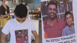 Menino toma vacina e faz homenagem ao pai: "Por nós dois"