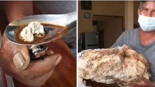 Um pescador encontrou vômito de baleia que está avaliado em mais de R$ 7,4 milhões