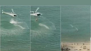 Policial se joga de helicóptero no mar para capturar suspeito de furto em Fortaleza